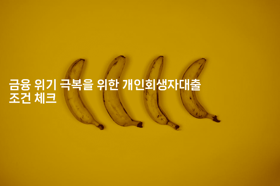 금융 위기 극복을 위한 개인회생자대출 조건 체크-짜릿캐나다